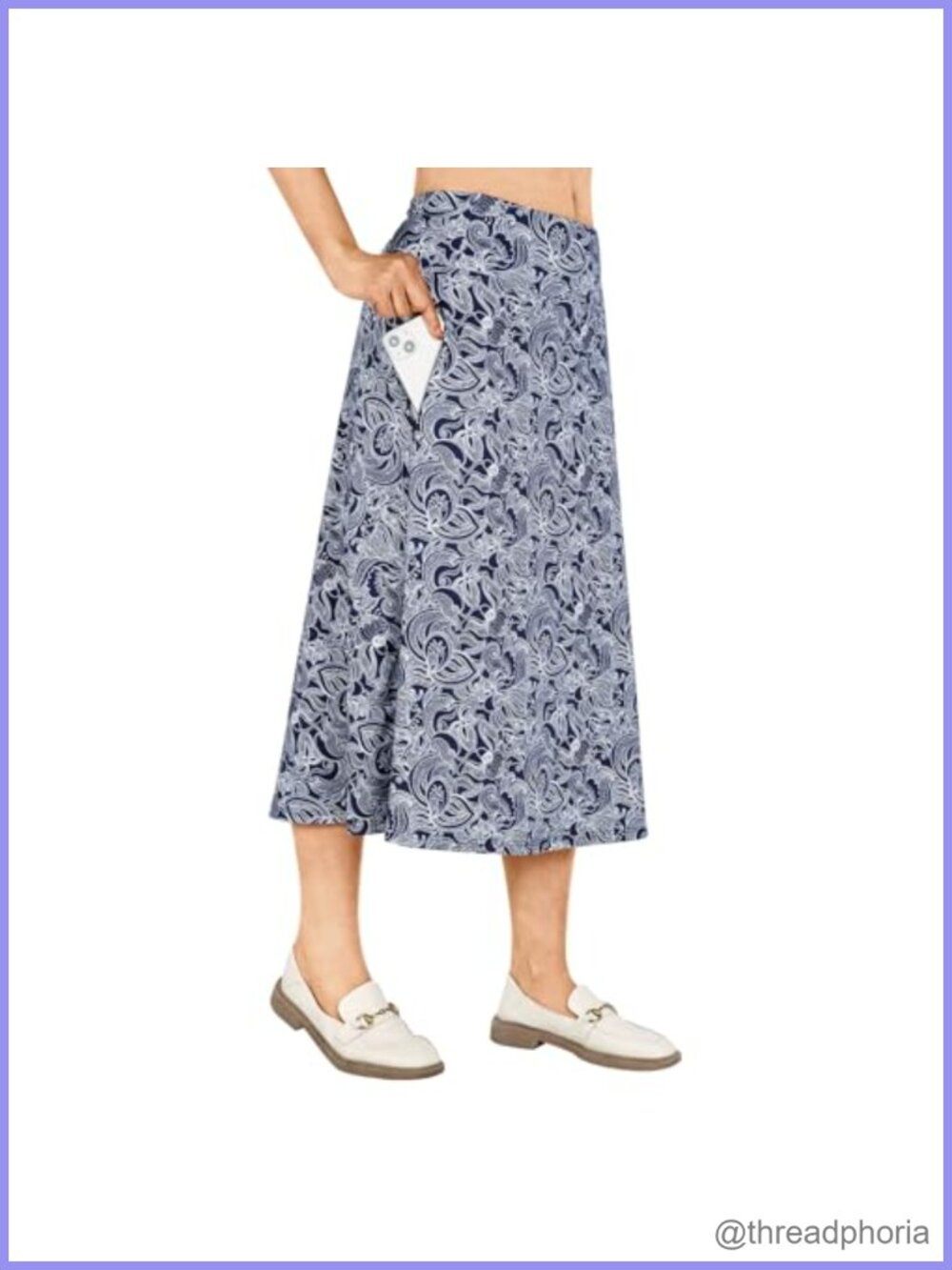 Women's Knee Length Skorts Skirt Midi with Shorts Zipper Pockets